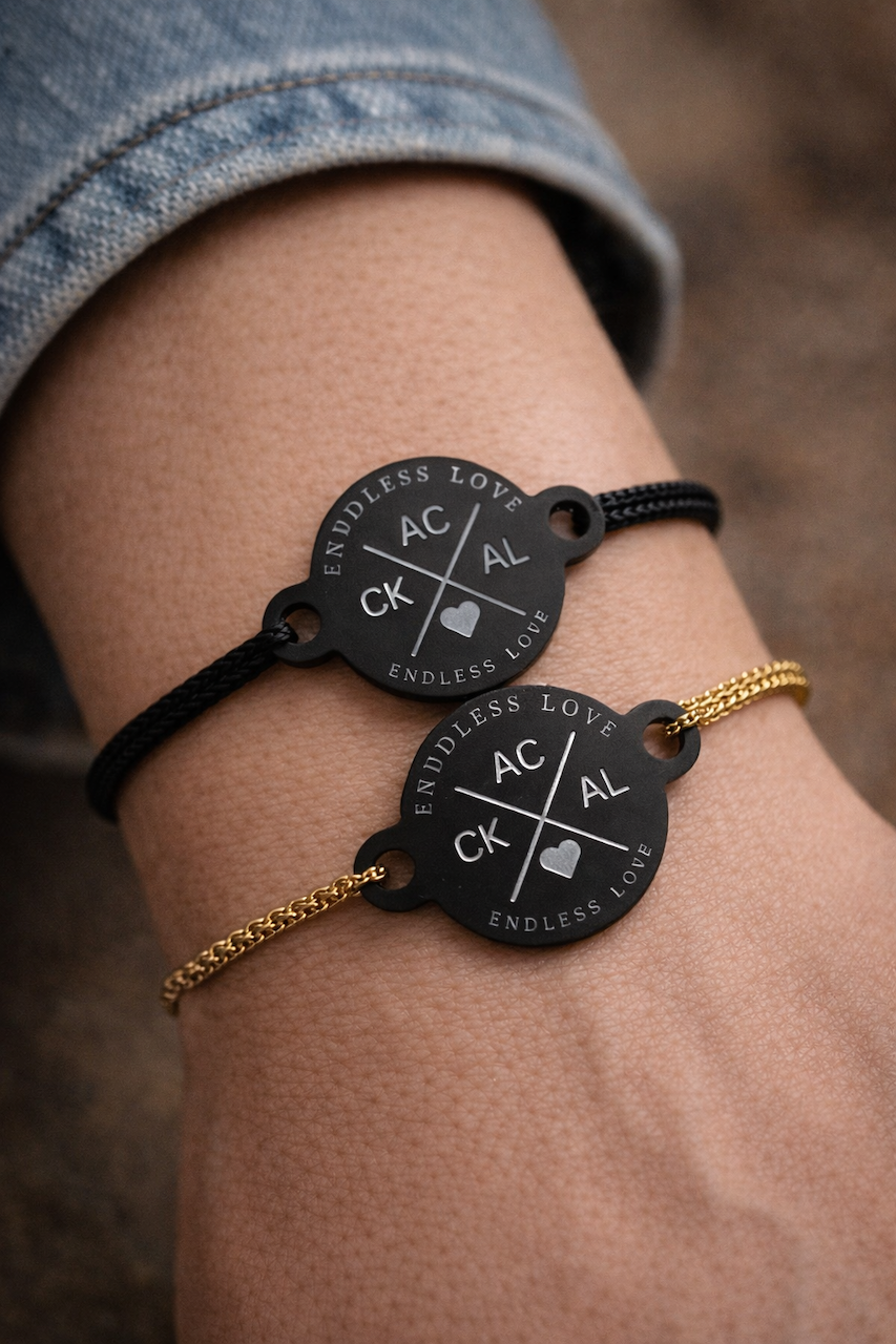 Familienarmband personalisiert mit Initialen -Happycoin Familienbande