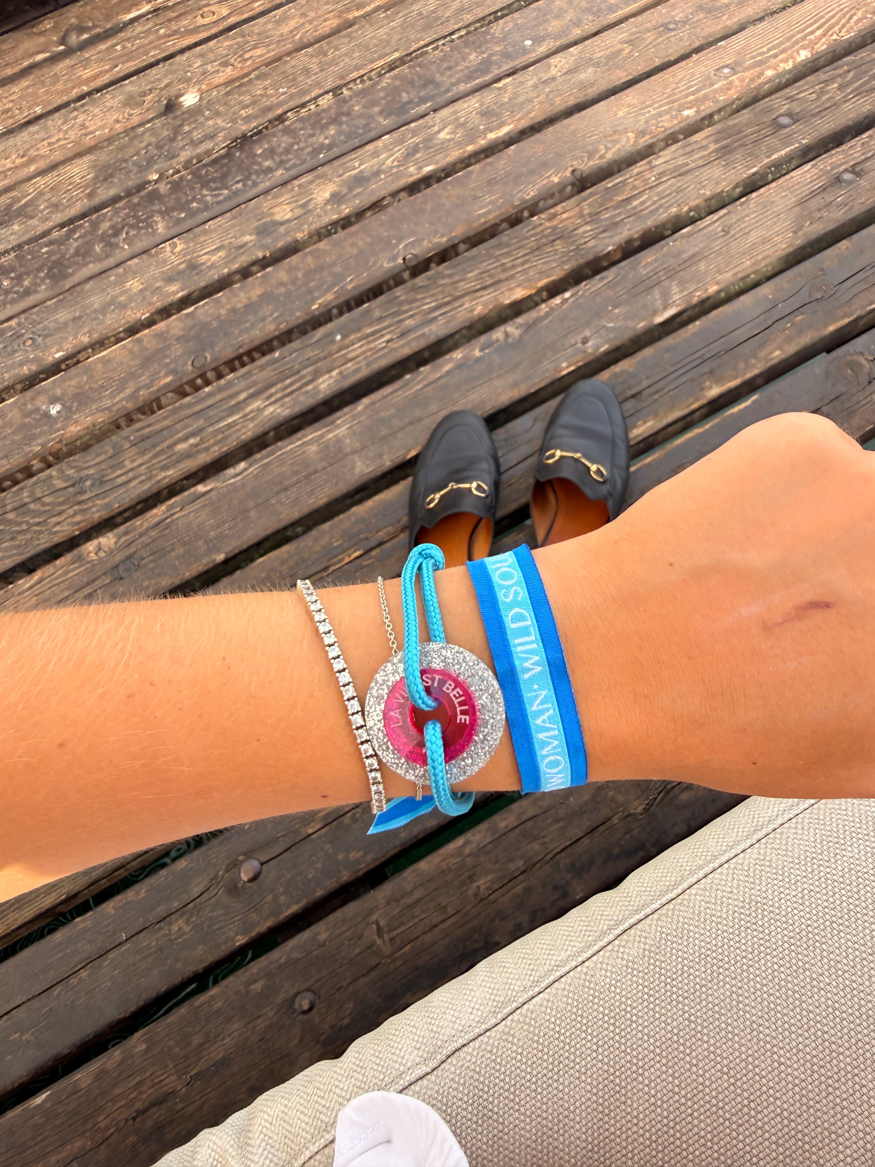 "La Vie est belle" meets Glitzer inkl.  gewebten Armband I Happycoin Bundle